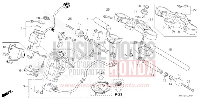 TUYAU DE GUIDON/PONT SUPERIEUR von CBR1000RR "Fireblade" MAT BALLISTIC BLACK METALLIC (NHA86) von 2019
